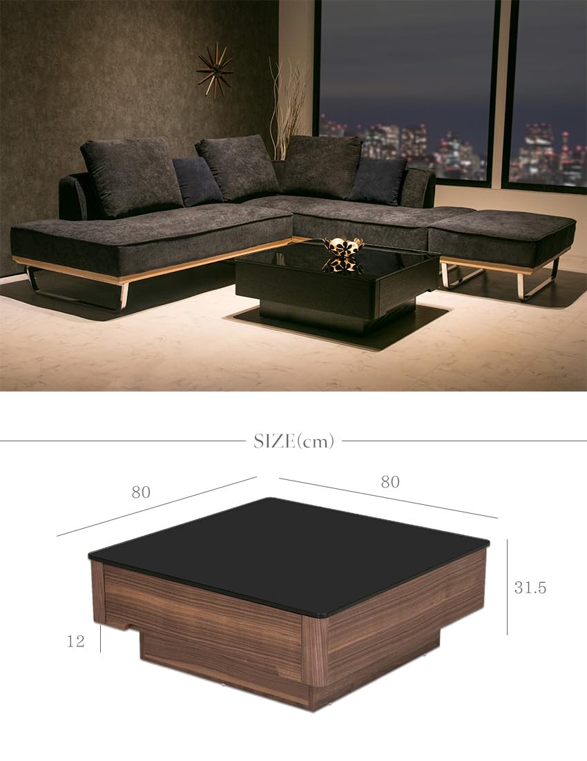 Amazon.co.jp: lushroom センターテーブル 黒 ガラス モダン ブラック