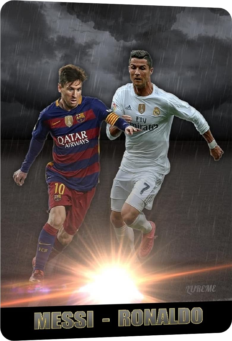LUREME Ronaldo Juventus Lionel Messi FC Barcelona Football Superhero Picture Art for Home; Office; Car; Fridge. A Cherished Gift for People of All Ages. 1 Multicolor Photo 10 x 7cms with Magnet (A1)