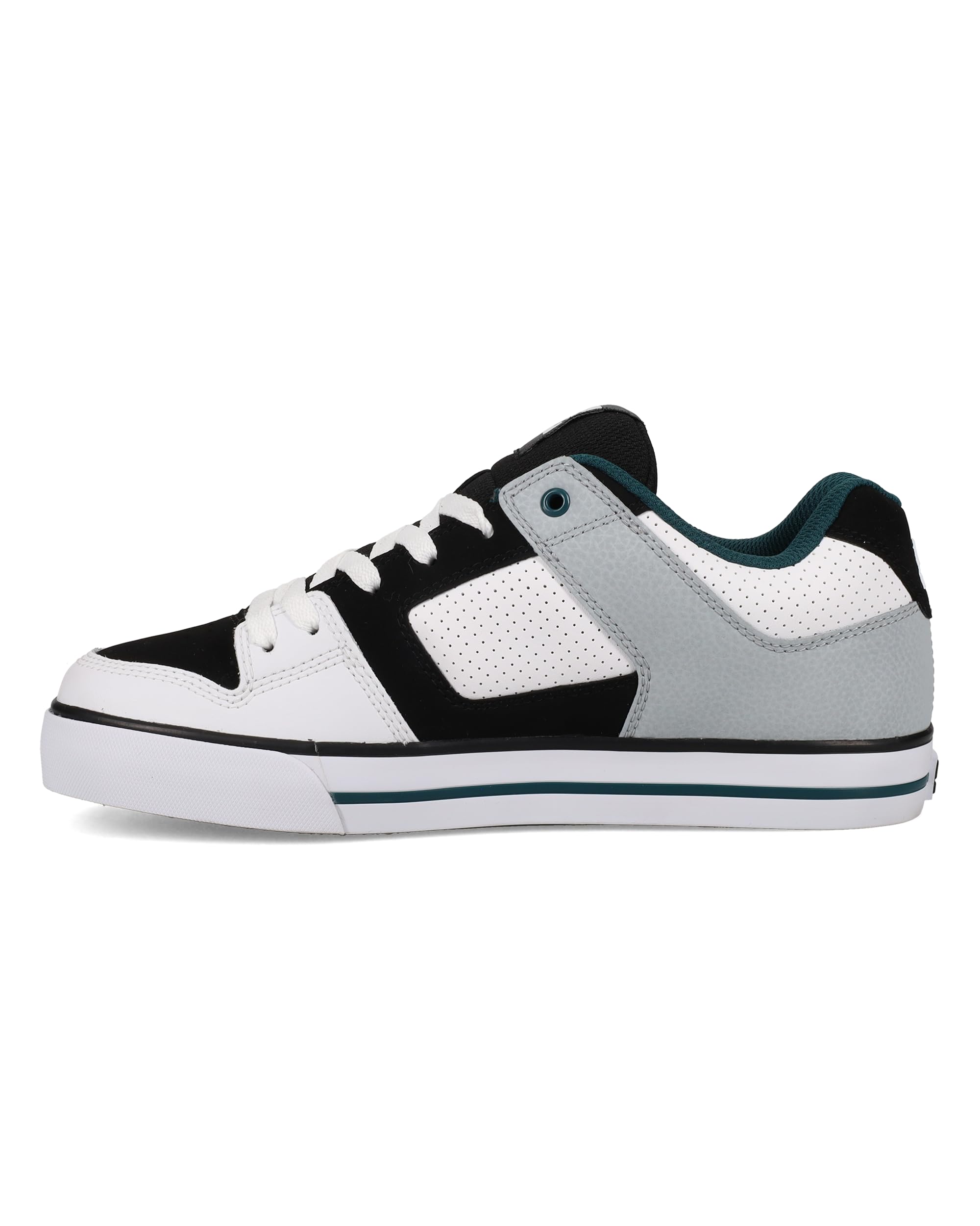 DC Men's Pure Skate Shoe, White/Black/Teal, 12.5