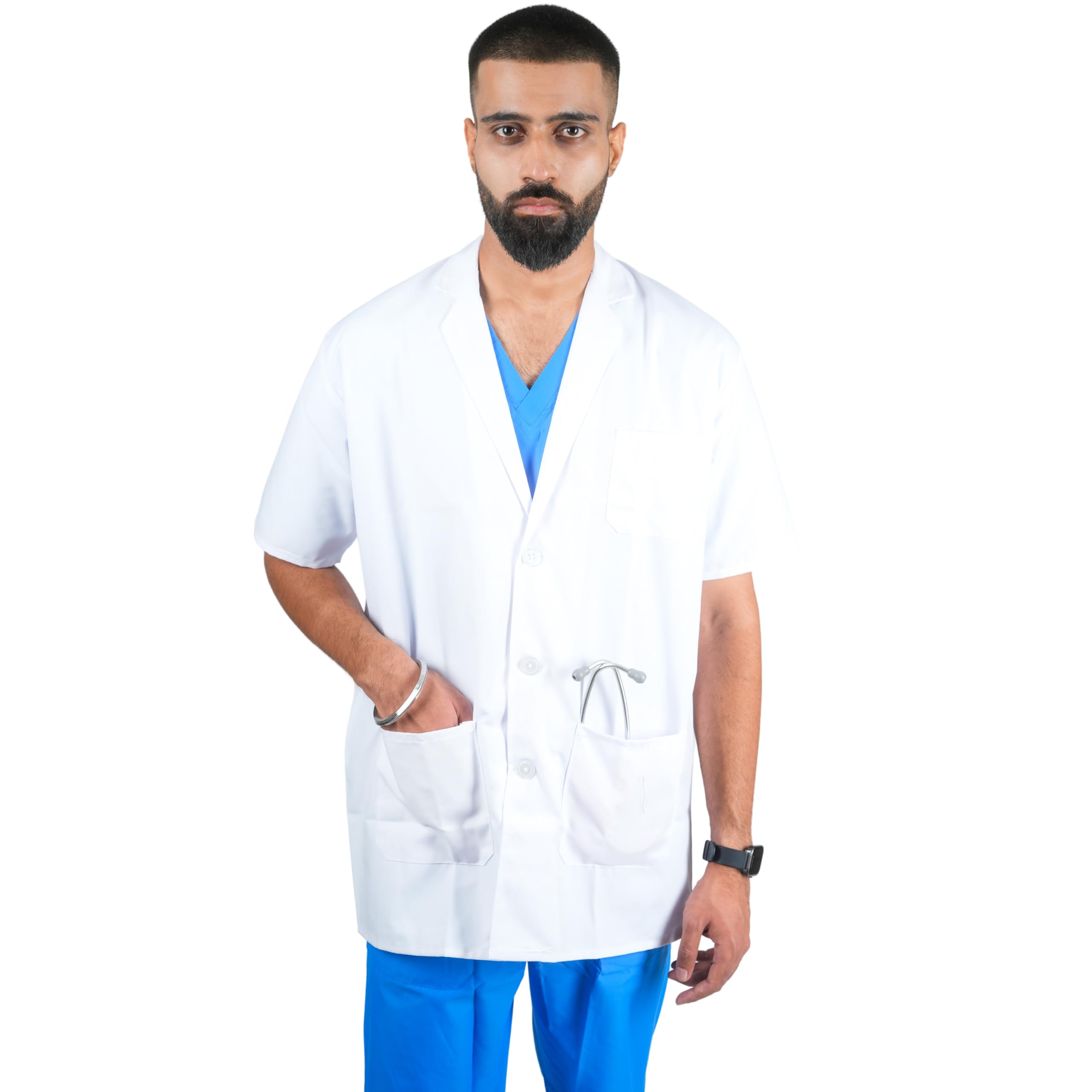DK UNIFAB Mens Half-Sleeve Cotton Lab Coat – Best Apron for Male Nurses, Students, and Lab Technicians (B0CCJR43X8) Amazon Price History, Amazon Price Tracker