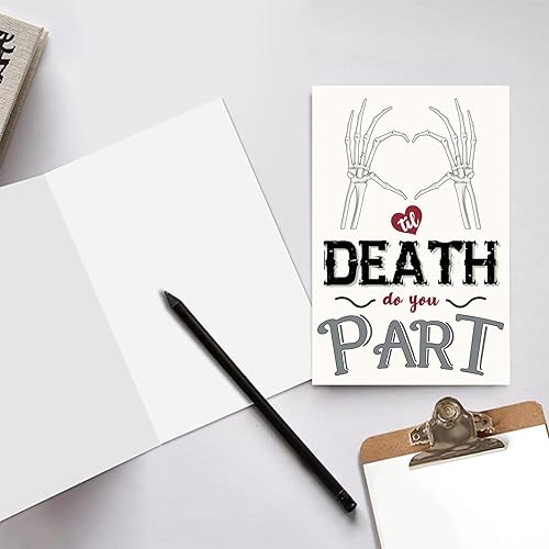 Miniatura 3 de VvOoOvV Tarjeta romántica de esqueleto para el día de la boda para parejas, regalos de boda de Halloween para mujeres y hombres, tarjeta de votos de