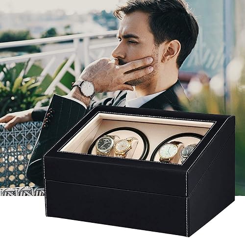 Miniatura 6 de J&T Technology Enrollador automático de reloj para 4 rotador de reloj + 6 almacenamiento de relojes, 2 modos de rotación, motor Mabuchi japonés