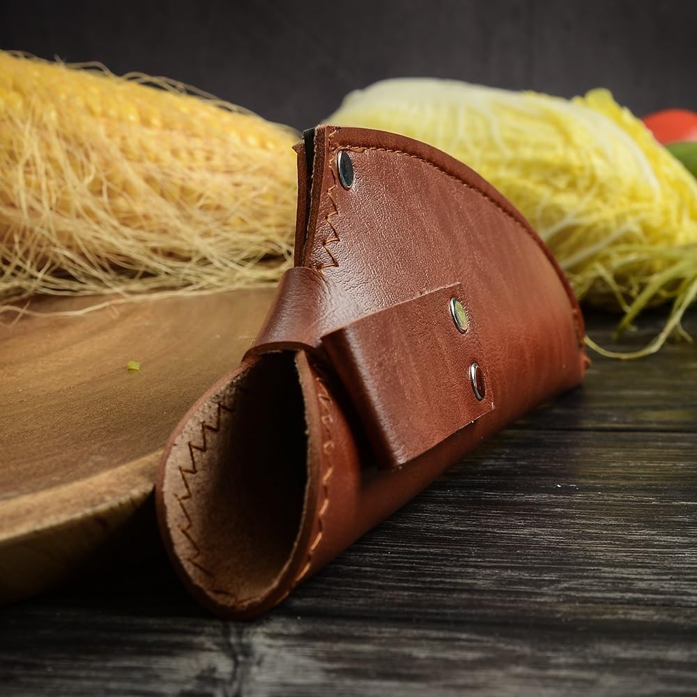 Meat Cleaver,Cleaver Knife 6.5 Inch Luxury Chef Knife Forged Handmade 7cr17 Carbon Stainless Steel Meat Poultry Cleaver With Leather Sheath