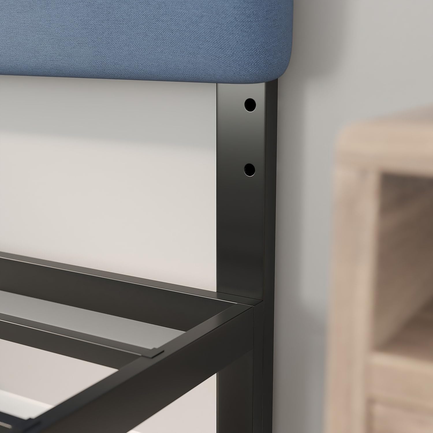 Flash Furniture Paxton Upholstered Headboard - Channel Stitched Blue Fabric Upholstery - Queen - Adjustable Height from 44.5" to 57.25" From Floor