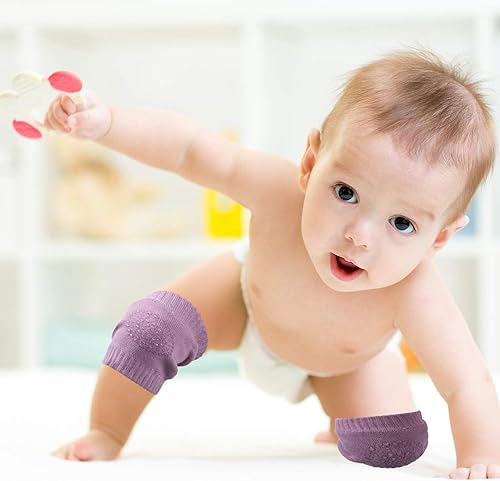 Miniatura 5 de SATINIOR 8 pares de rodilleras antideslizantes unisex para bebés, protectores de rodilla para aprender a gatear, calcetines calentadores de piernas