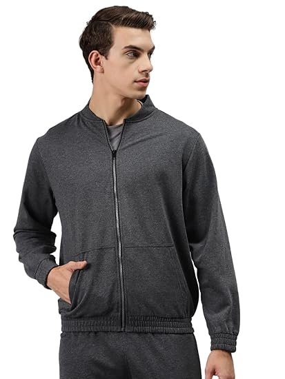 Men's Cotton Blend Solid Collared Sweatshirt