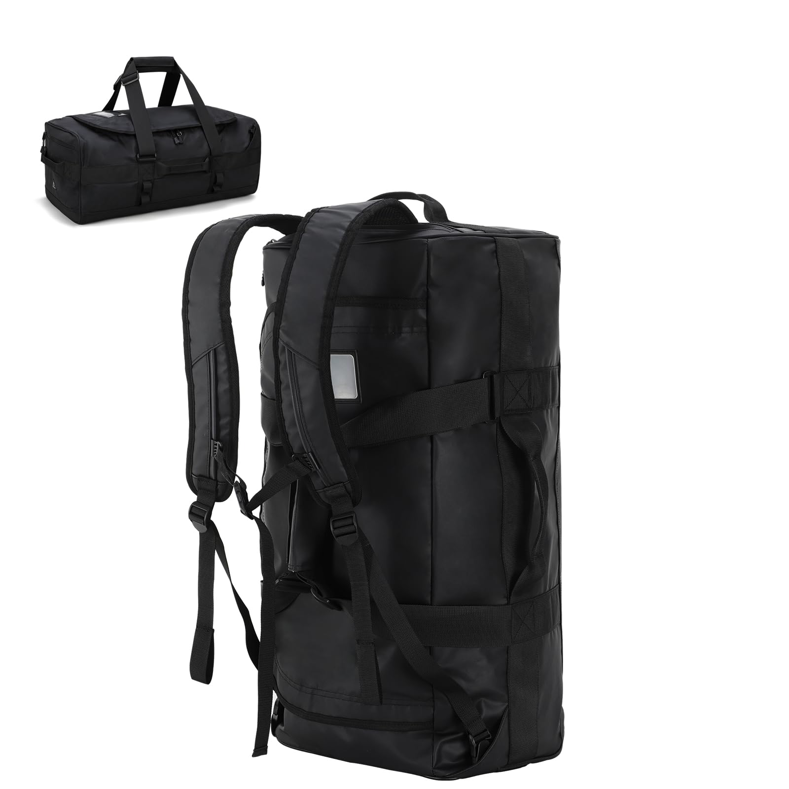 Haimont Mochila deportiva grande con correas para senderismo, viajes, fin de semana y entrenamiento, Negro -, 60L US, Bolsa de lona