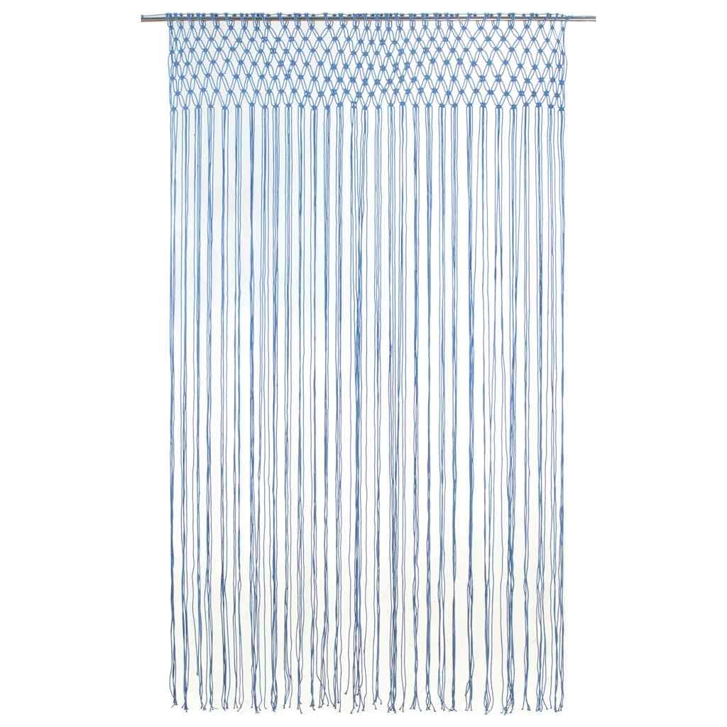 Rideau en macramé bleu 140 x 240 cm en coton