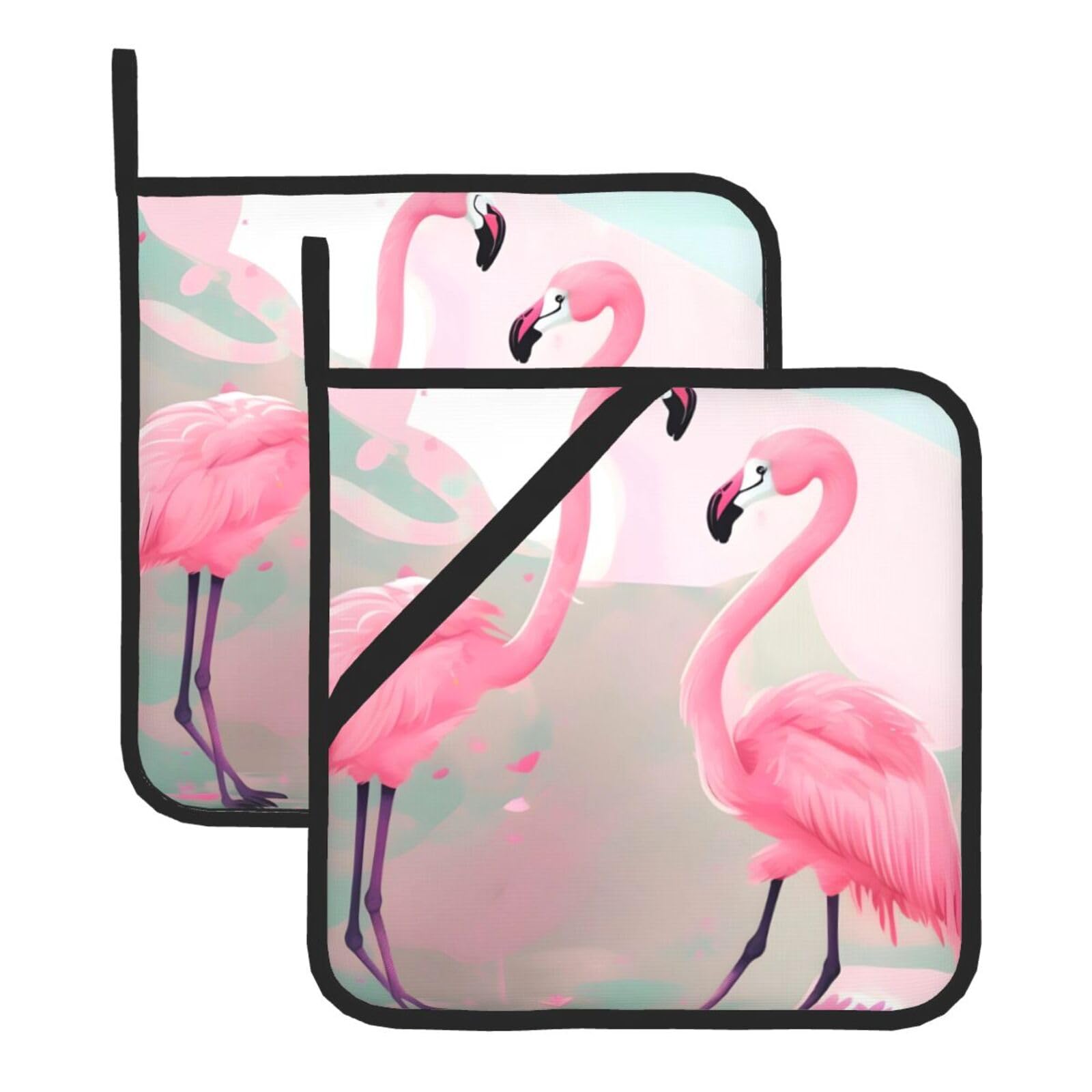 Love Flamingo Square Heat Resistant Trivet Set Thick and Durable for Baking Barbecue Cookware Oven
