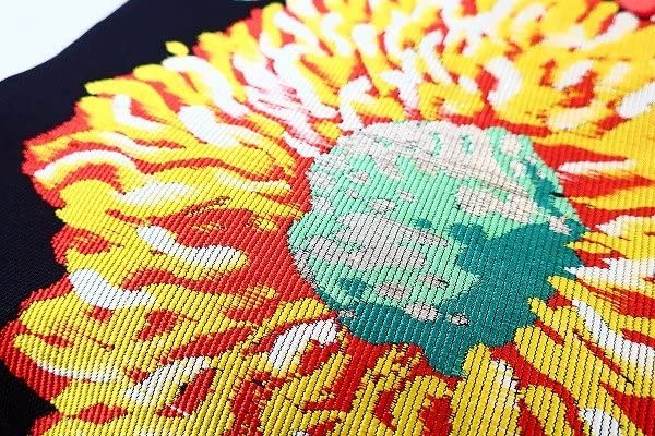 Amazon.co.jp: 名古屋帯 黒 ひまわり 向日葵 金糸 銀糸 正絹 洒落帯 
