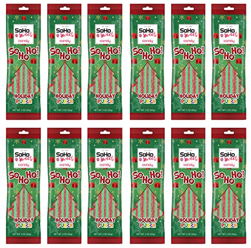 Soho Sweet Christmas Candy Fruit Punch Pack Of 12 - Sour Candy Belts - Non-Gmo Bulk Candy Christmas Stocking Stuffer Candy #TOP10