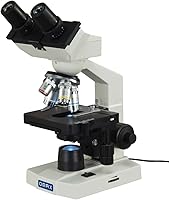 Vista 2 de OMAX 40X-2500X Microscopio LED compuesto con binoculares de laboratorio biológico, con estuche de vinilo para transporte.