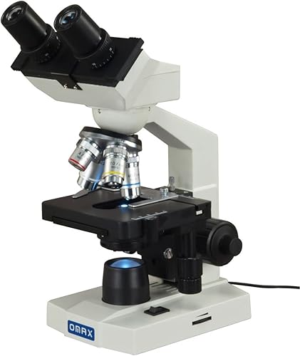 Miniatura 2 de OMAX 40X-2500X Microscopio LED compuesto con binoculares de laboratorio biológico, con estuche de vinilo para transporte.