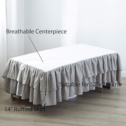 Miniatura 2 de JSD Falda de cama para cuna, con volantes, de doble capa, microfibra cepillada, para cuna, para bebé, niño, color gris, 14 pulgadas