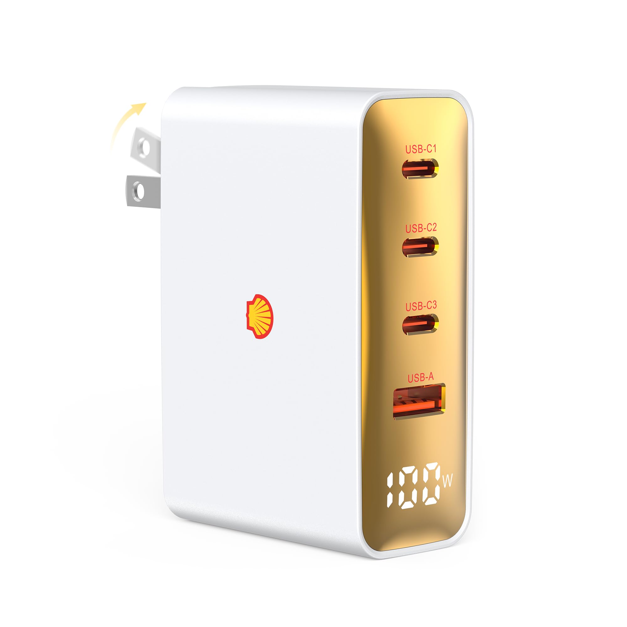Amazon | Shell 100W 急速充電器 Type-c 4ポート【折り畳み式/LED