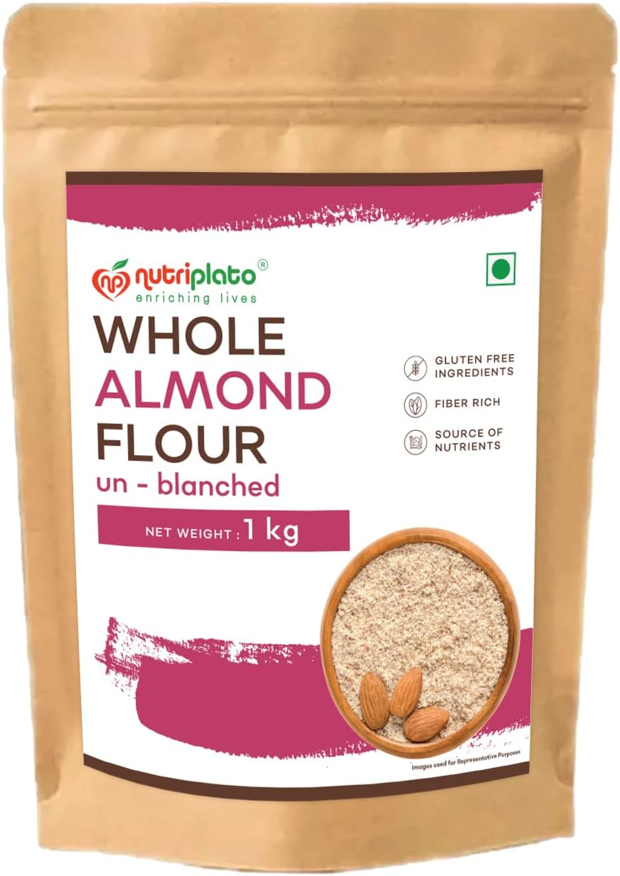 - Nutriplato-enriching lives Unblanched Almond Flour, 1 Kg