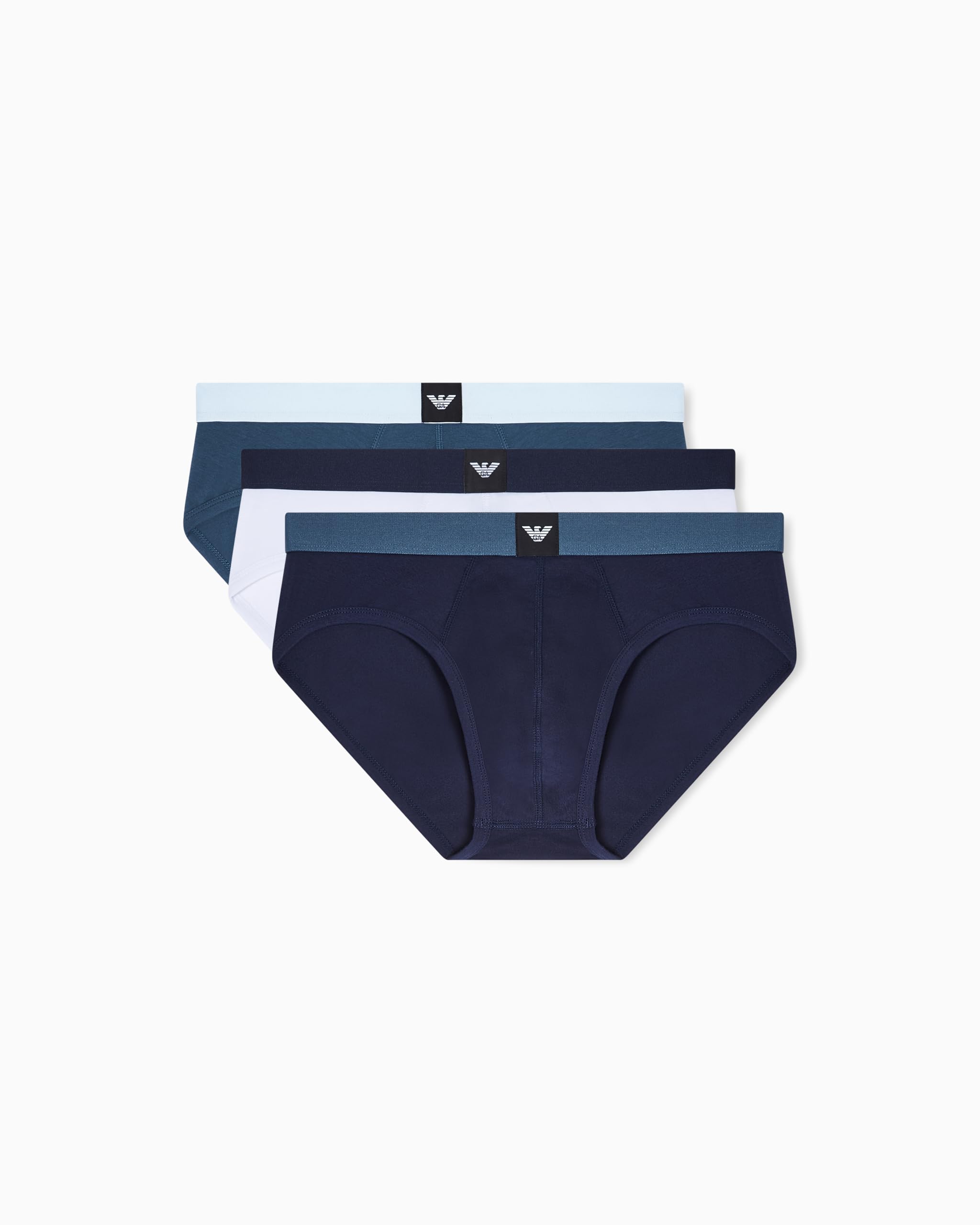 Emporio Armani Men's Essential LOGOLABEL 3-Pack Brief Blue M