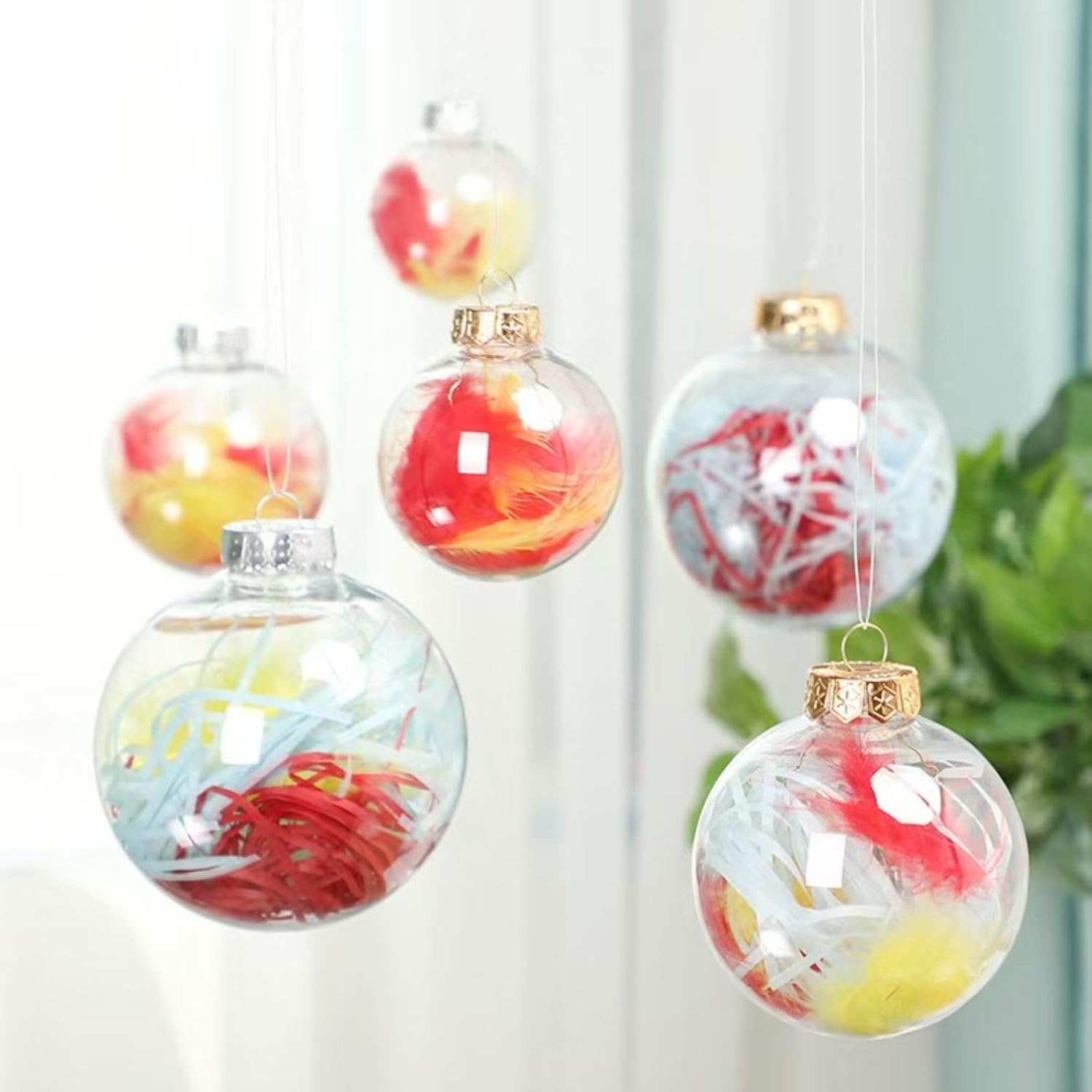 Clear DlY Fillable Ornaments Balls,2.36 Transparent Balls Plastic Baubles for Crafting DlY,Round Clear Ball Ornament forXmas Tree,Home Decoration,Wedding,Party,Christmas