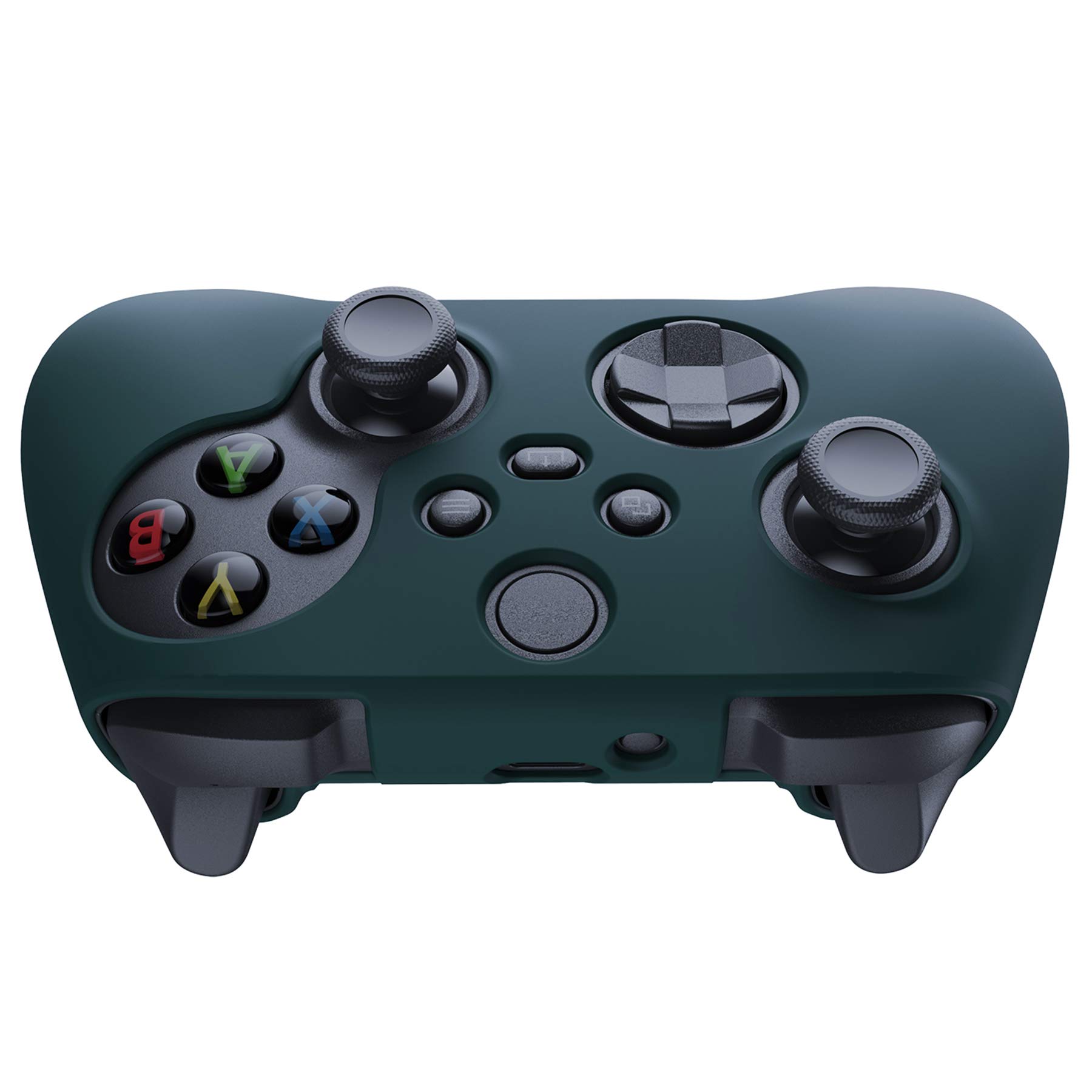 PlayVital Pure Series Funda de Silicona Antideslizante para Control Xbox Series X, Carcasa de Goma Protector Tacto Suave para Mando Xbox Series S con Negro Tapas de Joysticks - Oscuro Verde — view 7