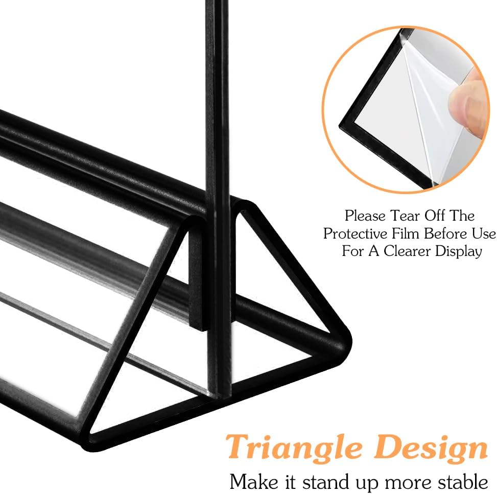 16 Pack 5x7 Acrylic Black Sign Holders, Clear Acrylic Wedding Table Number Holder Double Sided Display Picture Frames Sign Holders Stand Desktop Table Menu Wedding Christmas Party Restaurant
