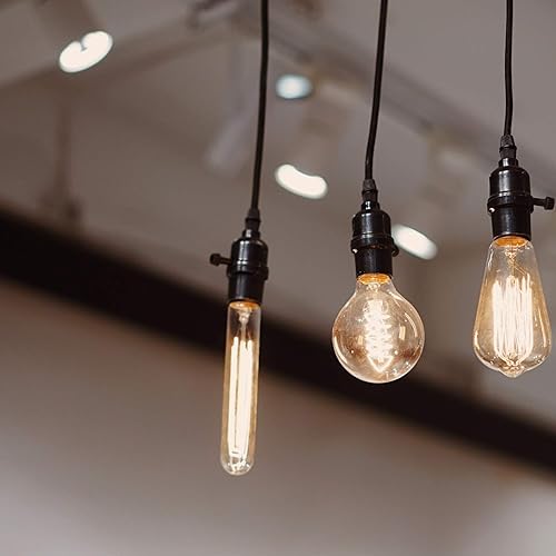 Miniatura 6 de Bombilla de filamento ámbar incandescente T9, tubo de radio, estilo Edison, 60 W, 200 lúmenes, base mediana E26, regulable (paquete de 4)