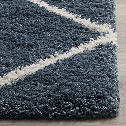 Image of Handwoven Microfibre 3D Rug for Living Room (Slate Blue & Ivory, 2 X 8 Feet (Runner), Microfibre)