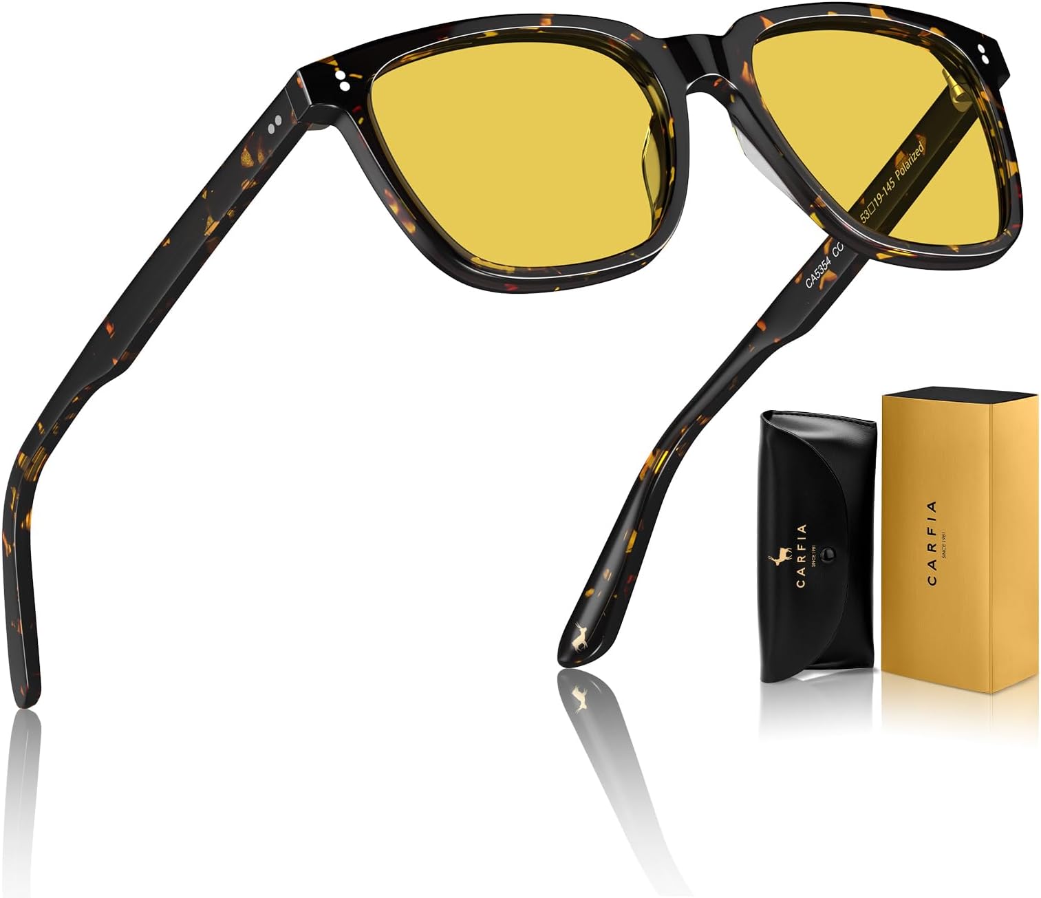 CARFIA Retro Square Mens Sunglasses Polarised Eyewear 100% UV Protection for Driving Travel