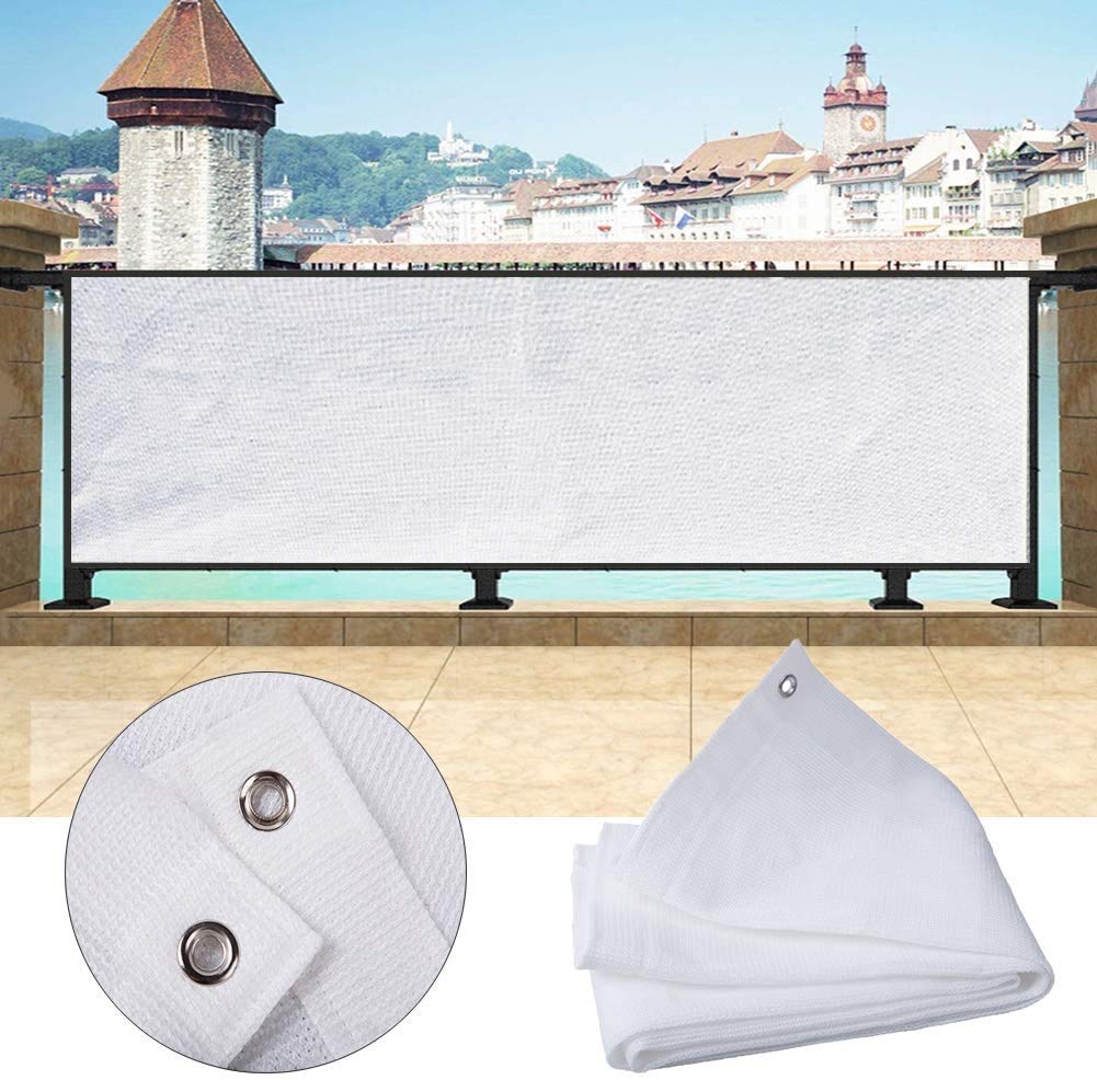 Balkonabdeckung 0,9x7m Gartenzaun Schutzblenden für Sichtschutz Weiß inkl. Kabelbinder Seile Höhenoptionen 0,6/0,7/0,8/0,9/1M