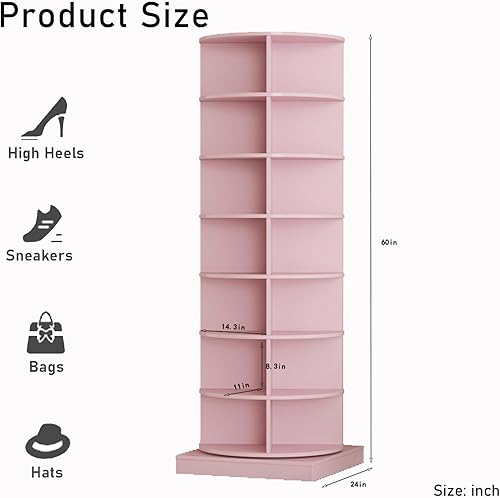 Miniatura 9 de Goujxcy Zapatero giratorio de 6 niveles, moderno, blanco, de pie, giratorio, redondo, 360, organizador de almacenamiento para entrada, sala de