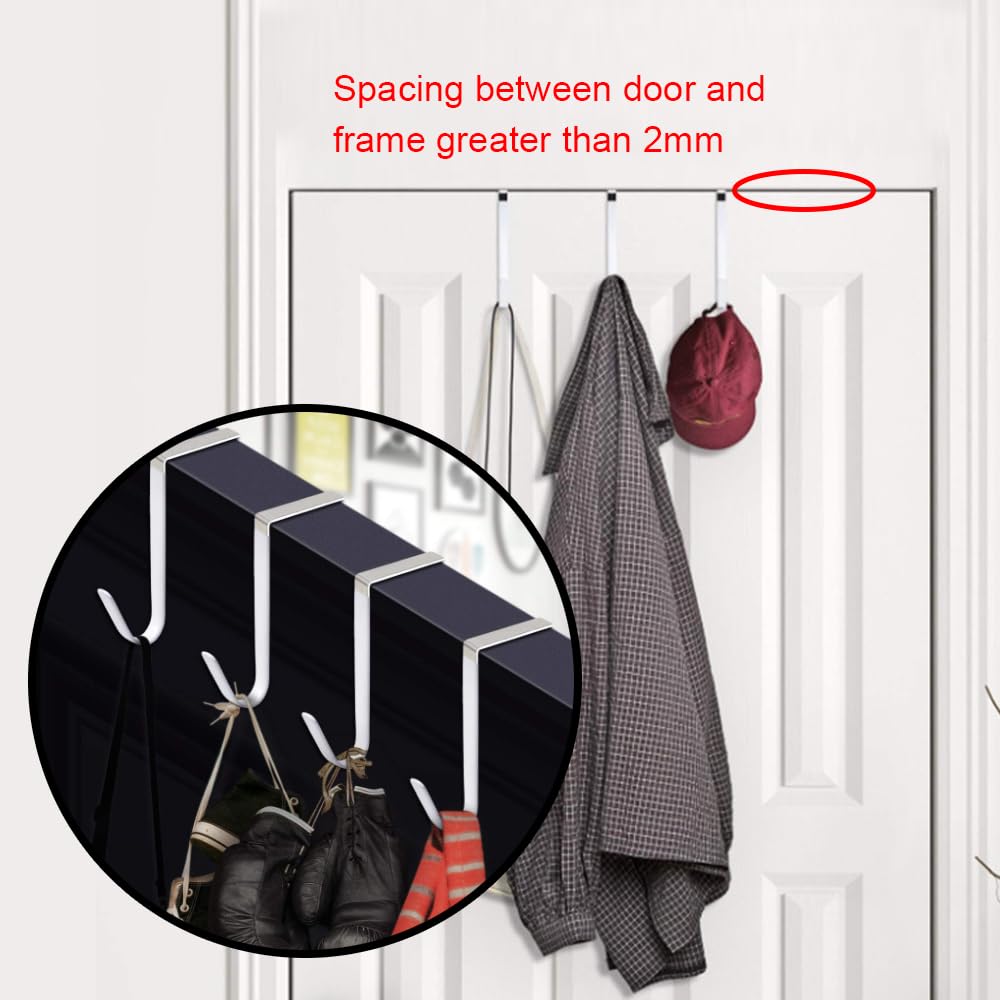 5 Pezzi Gancio per porta, Attaccapanni da Porta Senza Foratura,Appendiabiti Porta,per Camera da Letto Bagno Cucina Ufficio(Contiene uno strato di gomma bianca)