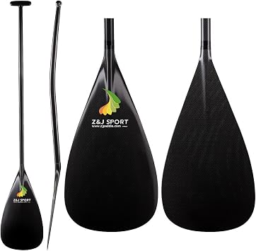 Z&J SPORT Carbon Outrigger Paddle, Lightweight Teardrop Shape Blade for Outrigger Canoe Waka AMA, vaa, Bent Shaft and 12Offset