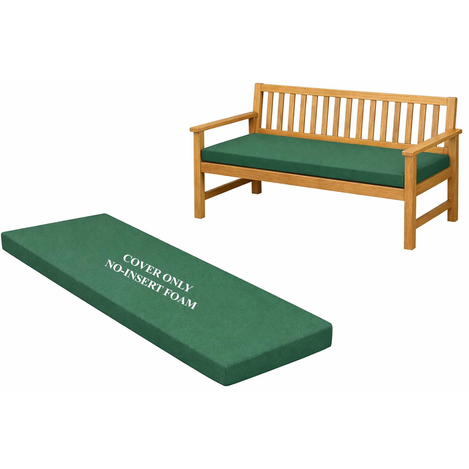 Garden Bench Cushion Cover Only (No Foam Insert) Waterproof Outdoor Rattan Seat Pad Cover for 2/3/4 Seater 108/143/170cm – Thick Long Chair/Swing Replacement Cover (Bottle Green, 4 Seater-170x52x6cm)