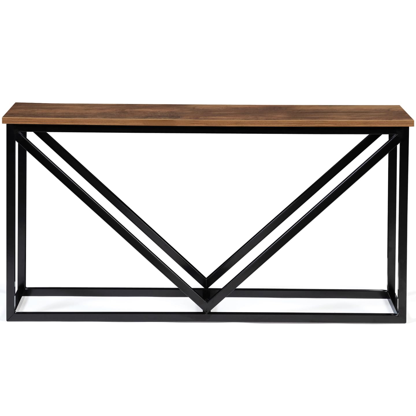 IDMarket - Range bûches Horizontal Hawkins Acier Noir Plateau Bois foncé pour cheminée