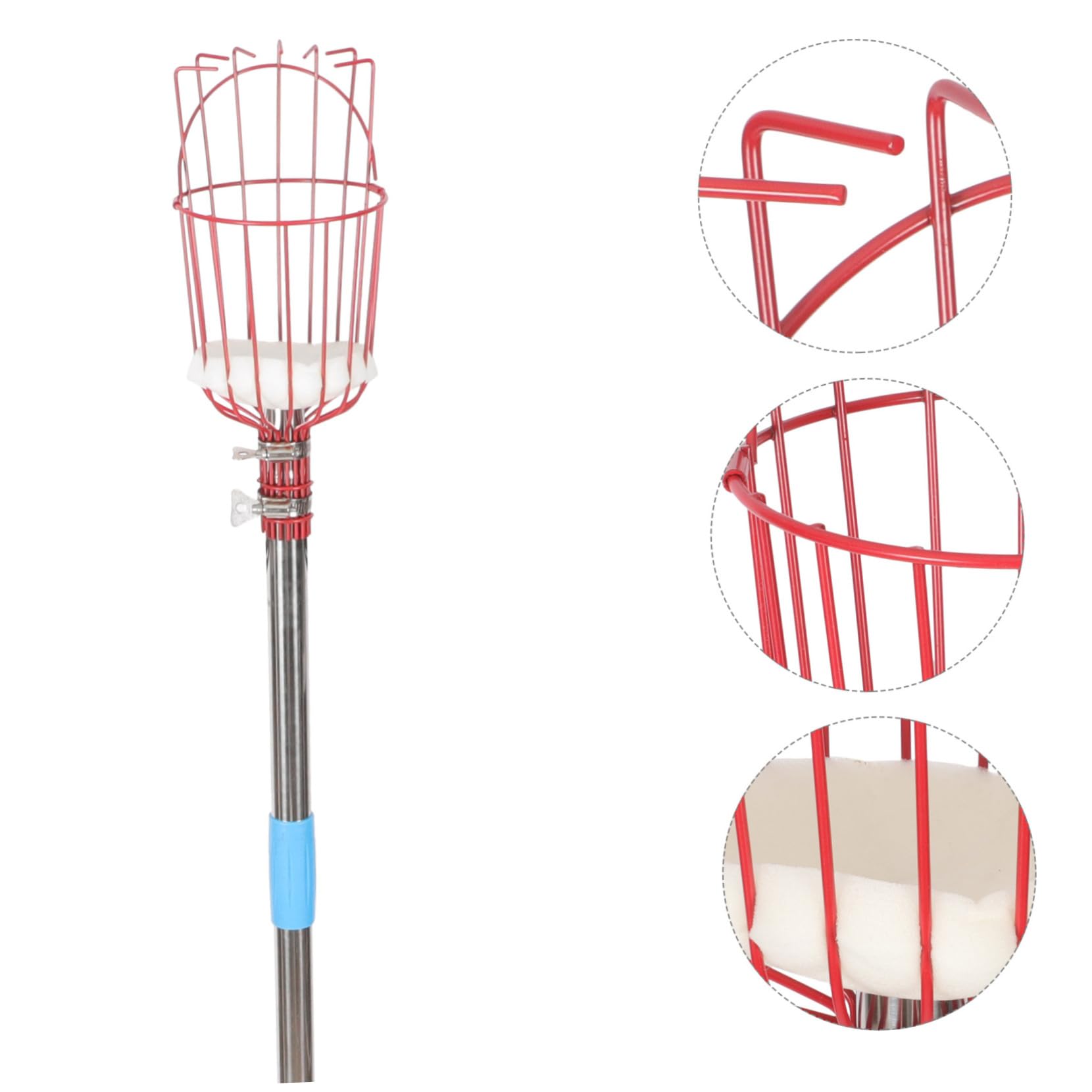 1set Raccoglitore Frutta Telescopico Attrezzo Da Giardino Acciaio Inossidabile Strumento Per Raccolta Frutta Senza Scala Sezioni Per Orticoltura e Rosso Argento