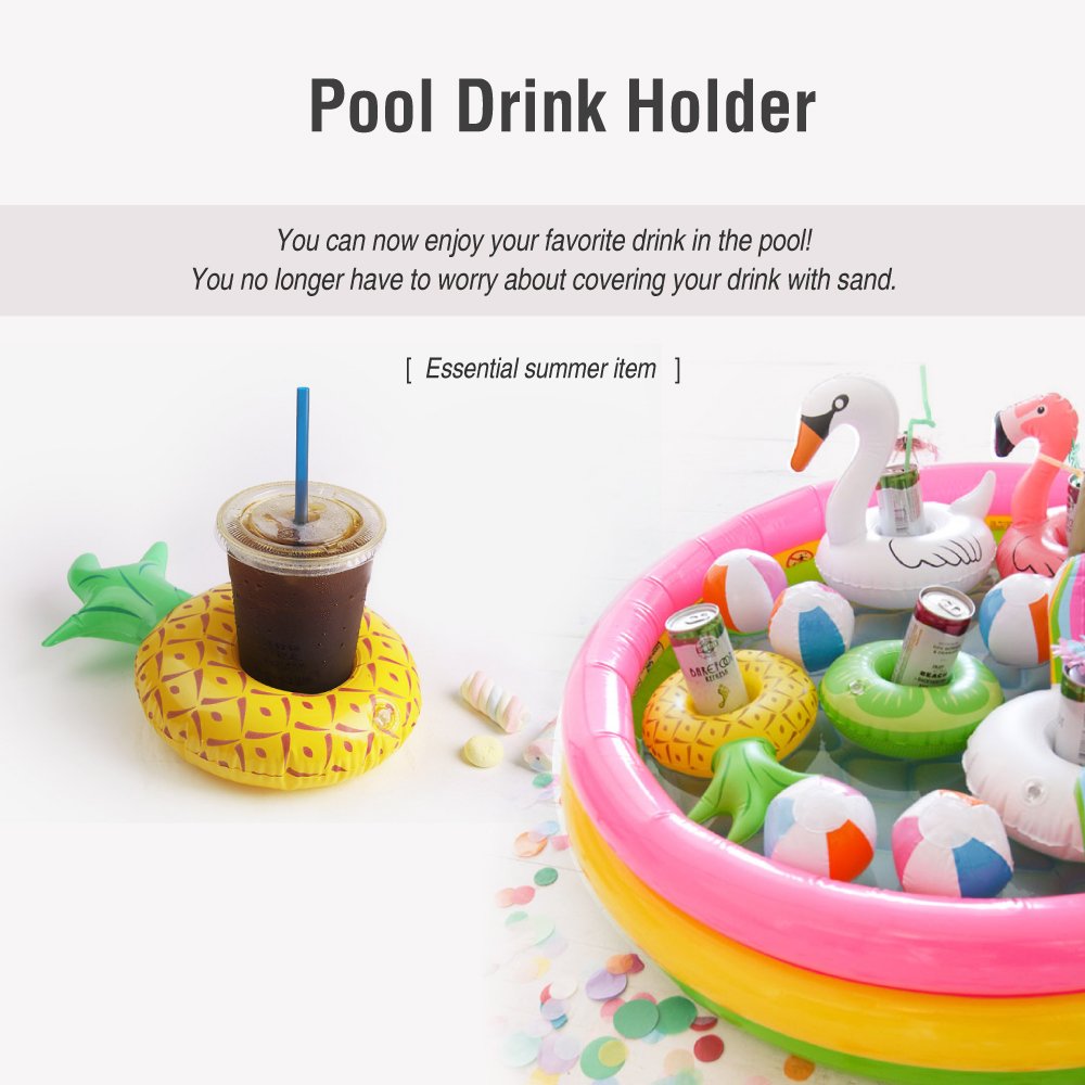 Flotador Inflable Para Bebidas En Forma De Piña – Soporte De 75 Cm Con 6 Agujeros Para Vasos, Ideal Para Piscina, Playa Y Spa – Material De PVC Resistente