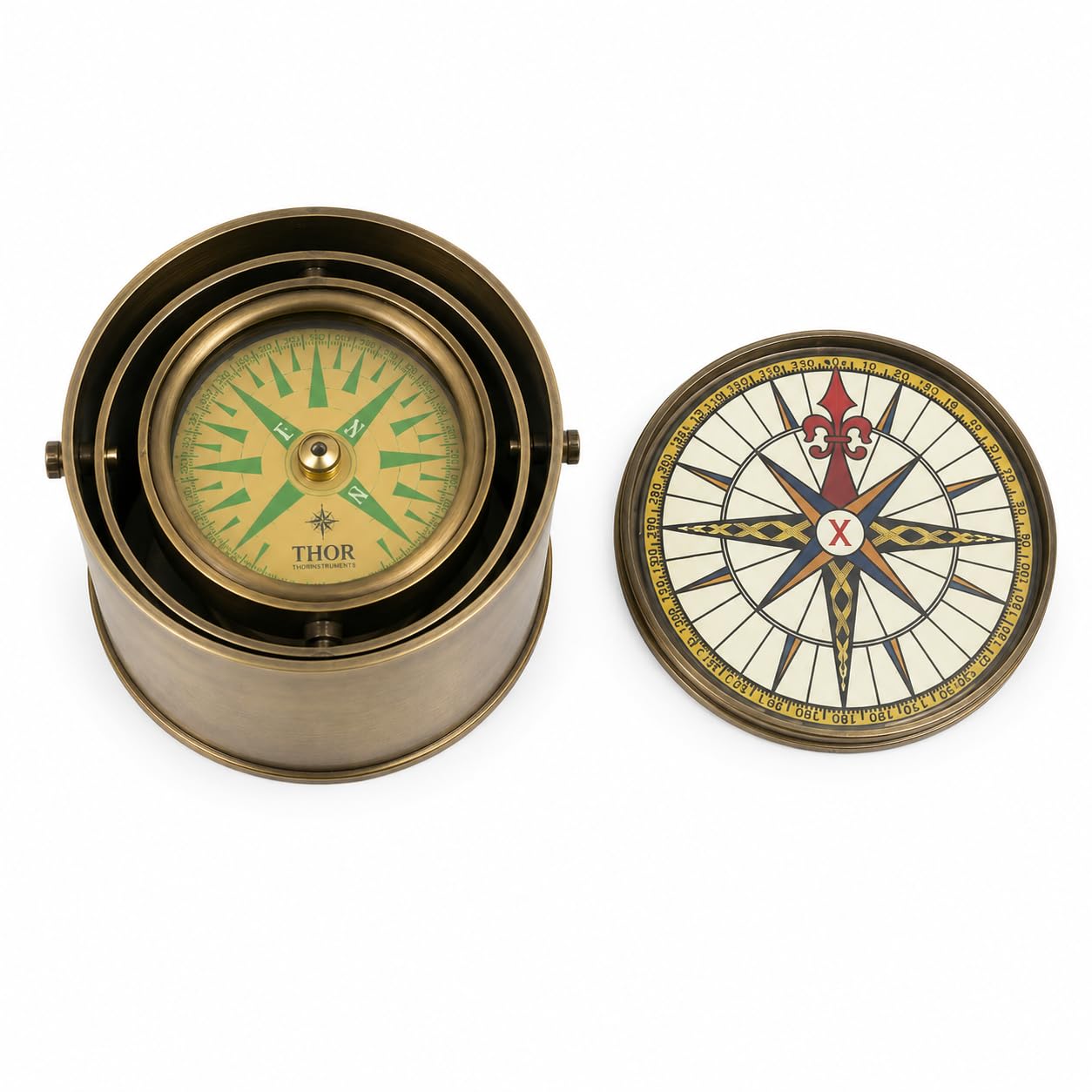 Thor Instruments. Co vintage Gimbal Boussole Réplique Laiton massif Cardan tambour Boussole Cadeau Laiton antique