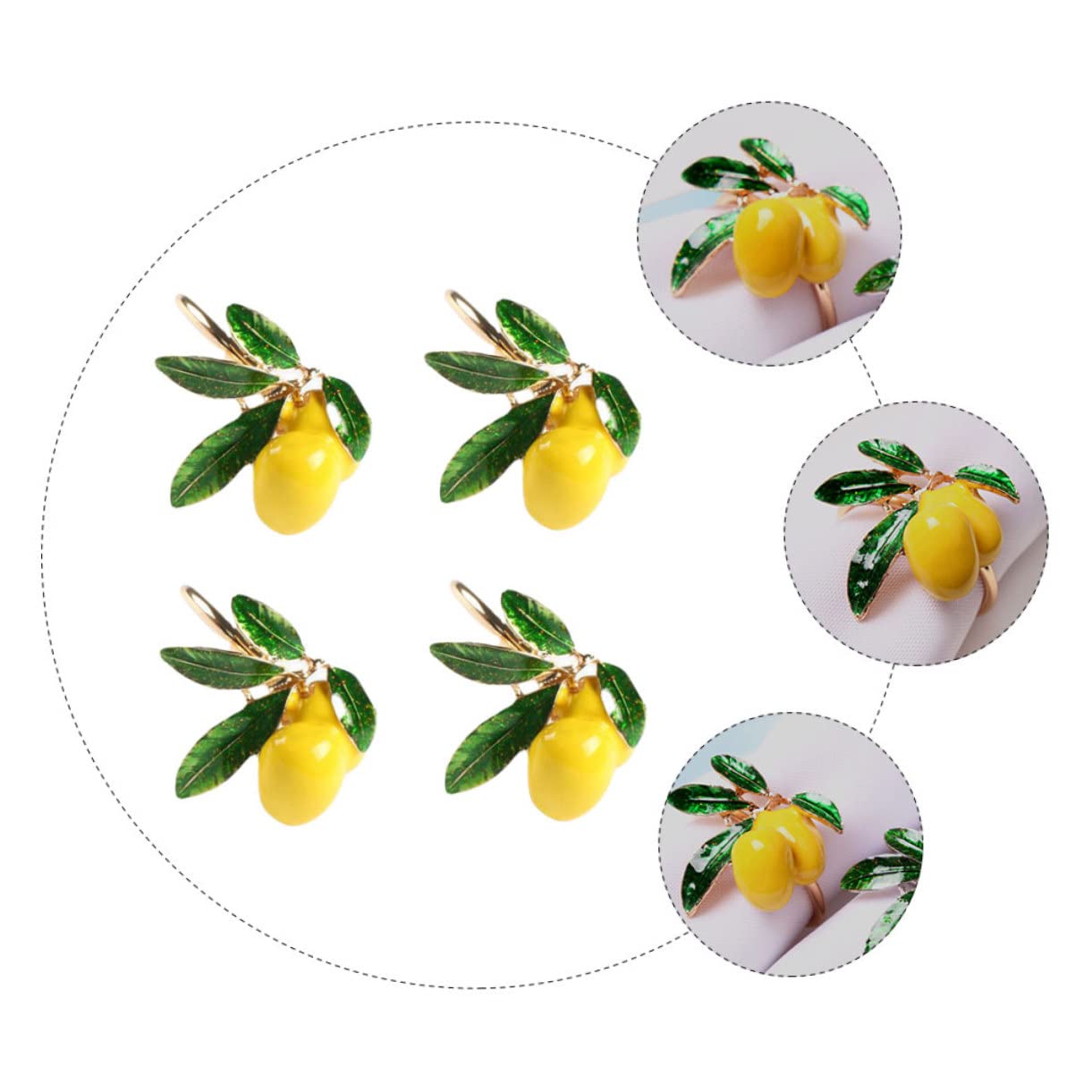 TOPBATHY 2 Sätze Obst-serviettenringe Bescherung Weihnachten Geldgeschenke Weihnachten Weichnachtsgeschke Zierschnalle Zitrone Serviettenring Zu Hause Tischschnalle Legierung 4 Stück * 2