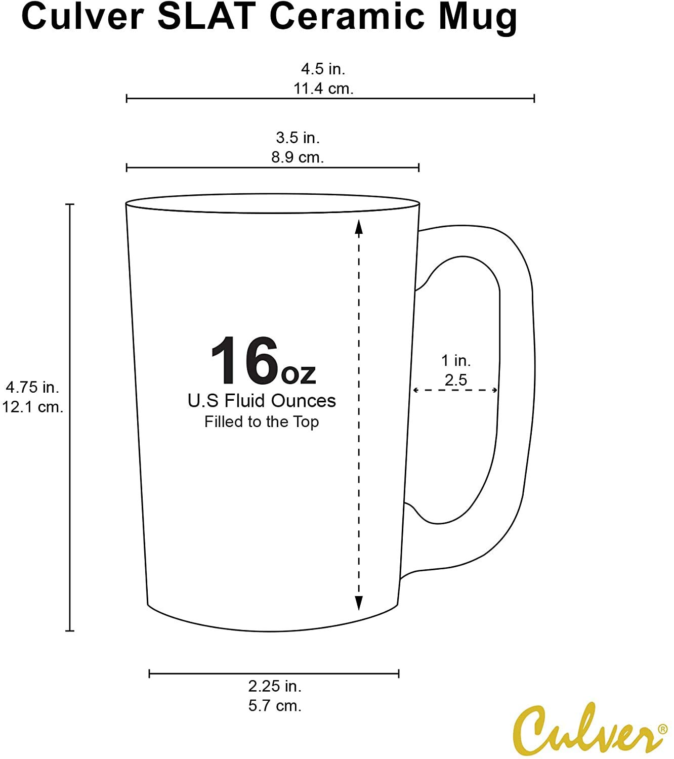 Amazon.com: Culver SLAT Ceramic Mug, 16-Ounce, Grey White, Set of 4 : Home  & Kitchen