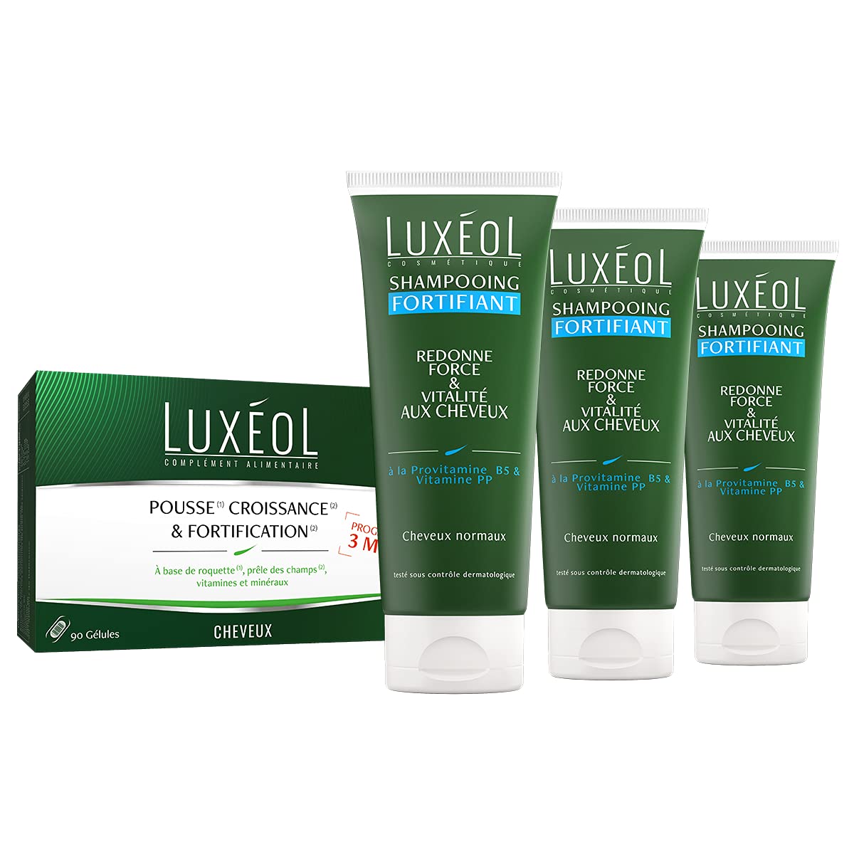 Luxéol - Pousse et Fortification des Cheveux (Pack Spécial 4 Produits) - Made in France - Cheveux Épais et Renforcés
