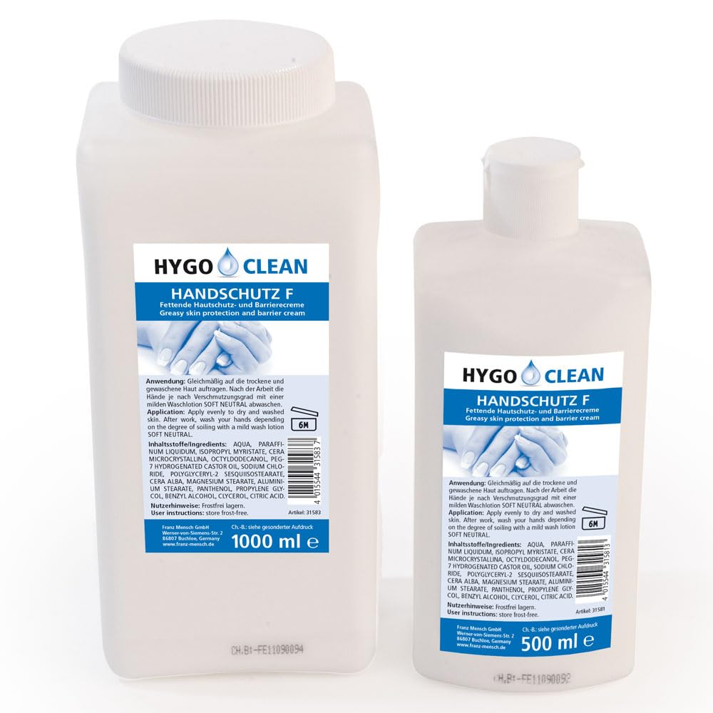 6 Stück Hygoclean Handschutz- & Barrierecreme, V: 0,5l, weiß, Schutzcreme, Handcreme, Barrierecreme