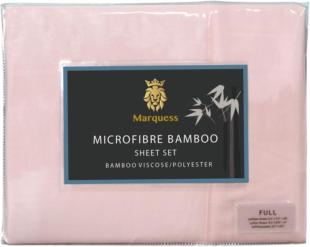 Marquess 4 Piece Microfiber Bedding Set for Summer, Elegant Breathable Pink Sheet Set, Soft Cooling Sheets, 16’’Deep Pocket Collection for Room, Wrinkle Fade Resistant(Pink King)