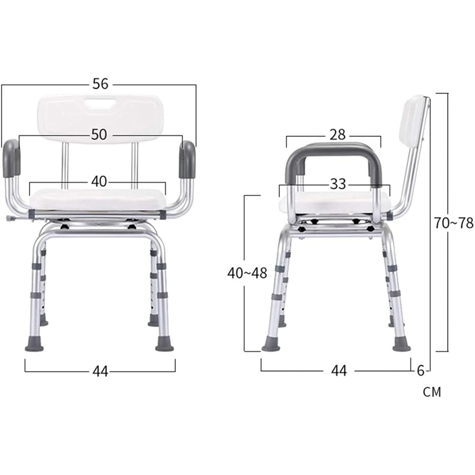 Silla De Ducha Giratoria De 360°, Antideslizante, Taburete De Ducha para Obesos con Respaldo Y Asas, Asiento De Baño Portátil, Banco De Ducha Ajustable, para Personas Mayores Discapacitadas
