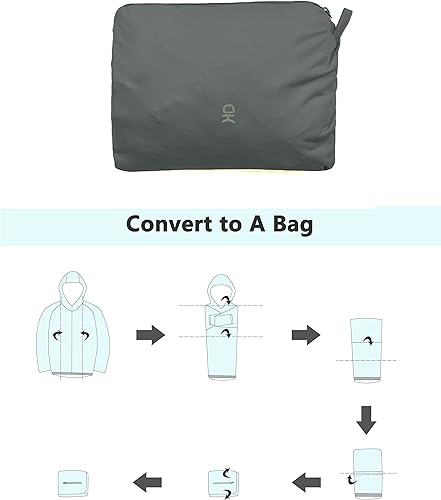 Miniatura 6 de Little Donkey Andy Chaqueta de lluvia elástica para hombre con capucha, resistente al viento y al agua, rompevientos ultraligera, plegable