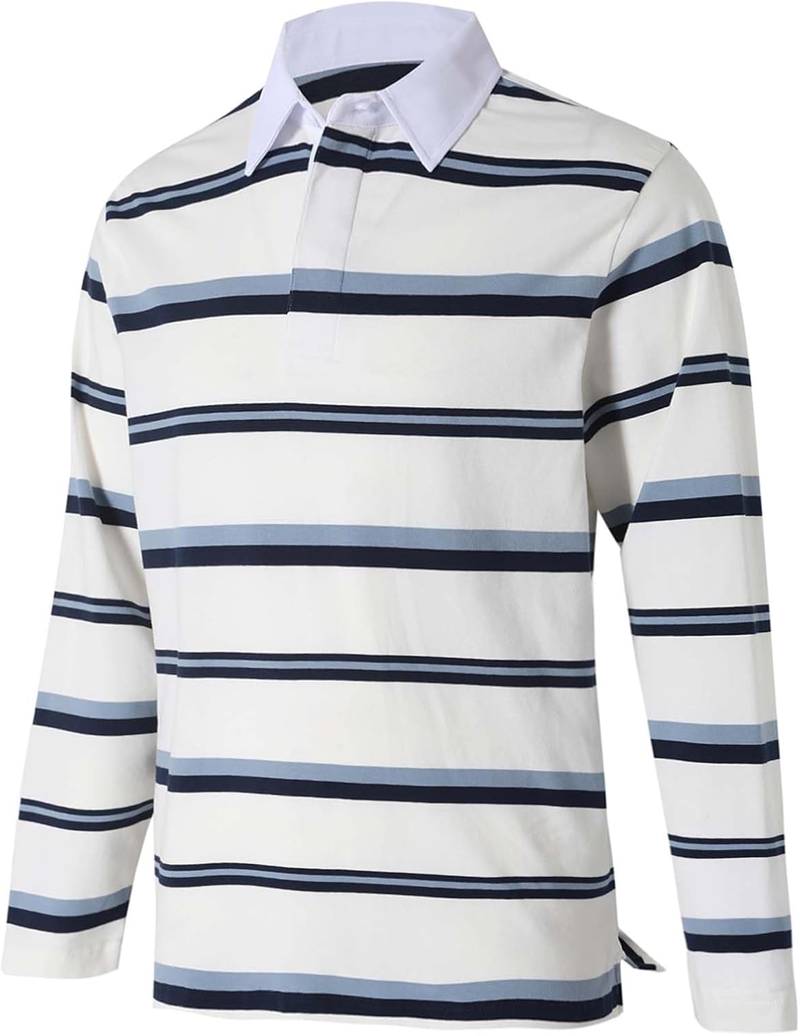 Mens Polo Shirts Striped Cotton Moisture Wicking Classic Collared Casual Golf Shirts for Men