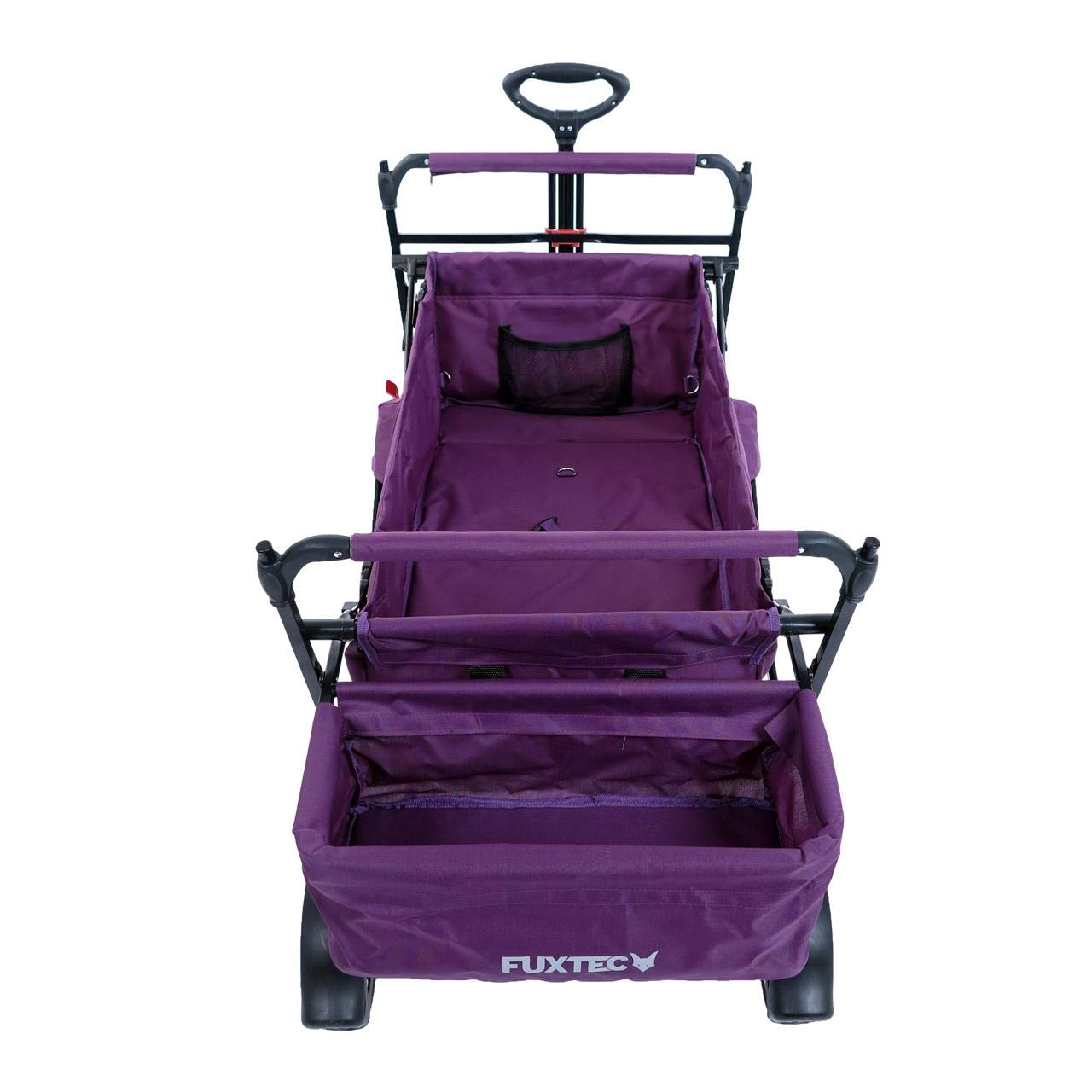 FUXTEC Bollerwagen City CT500, Carro Plegable con Techo UV, con Doble Freno Delantero.- Apto para niños, Ciudad, Campo, Playa o montaña- Tirar o Empujar - Capacidad de Carga 75 kg - Bolsa Trasera