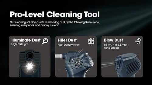 Miniatura 7 de Nitecore AD10 - Plumero de aire comprimido, 30,000 rpm, potente limpiador eléctrico recargable para cámaras, teclados, PC, laptop y electrónica con