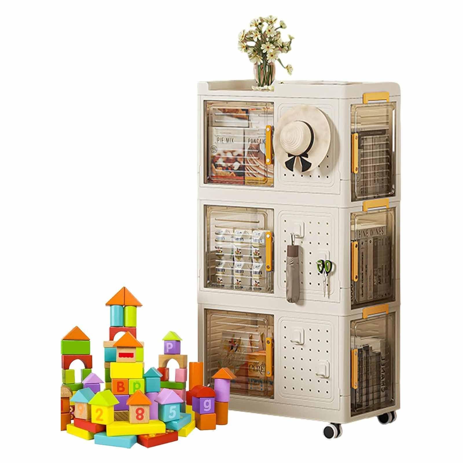 Caja de Almacenamiento de Plegable, Cajas de Almacenamiento Grandes con Ruedas con Tapa, Transparente plástico Almacenamiento apilables Cajas para dormitorios Salas de Estar