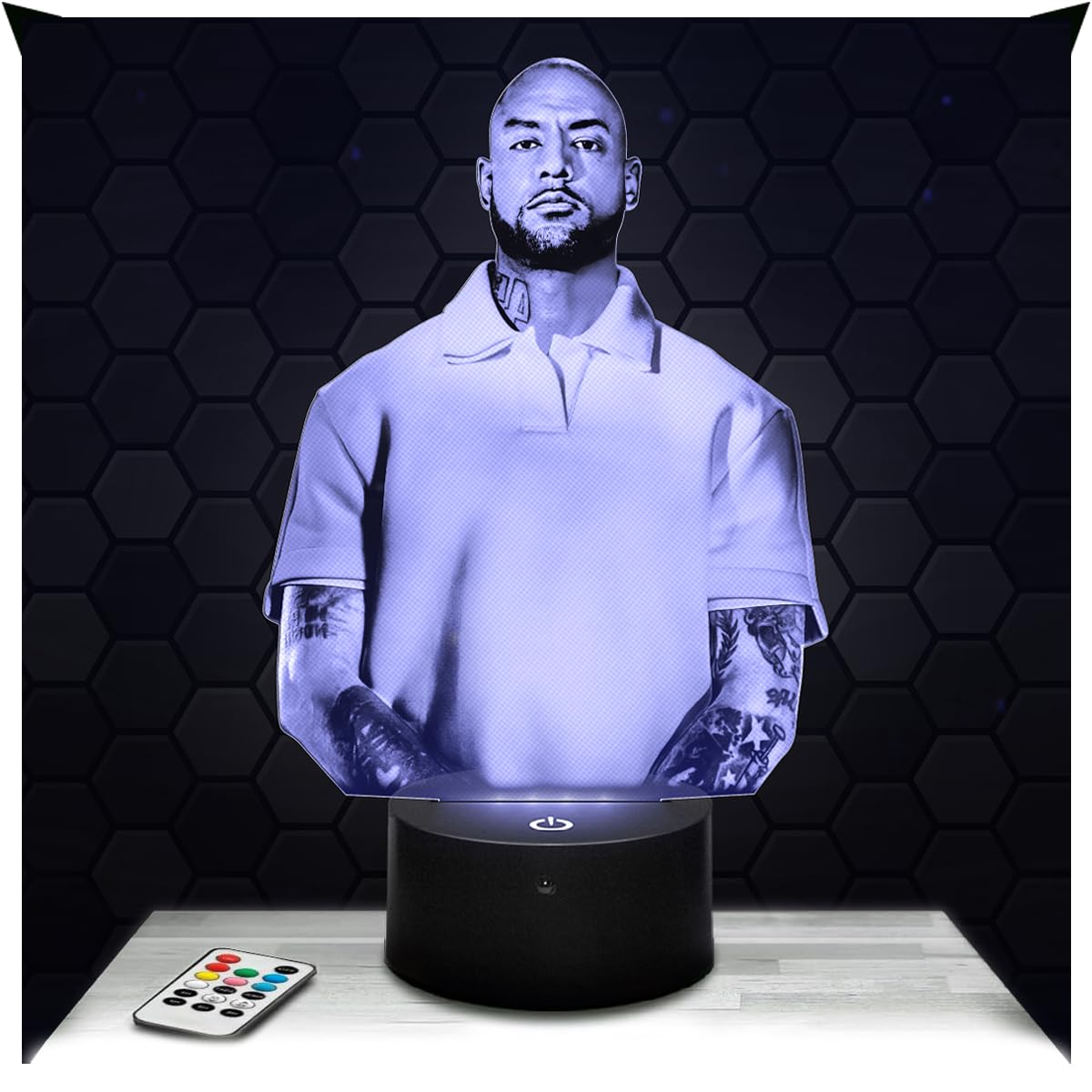 Lampephoto.fr - 3D Lamp Booba Rapper Singer Rap, Touch LED Night Light, 3D Hologram Effect, Christmas Birthday Gift Idea for Men Women, Bedroom Decoration Object