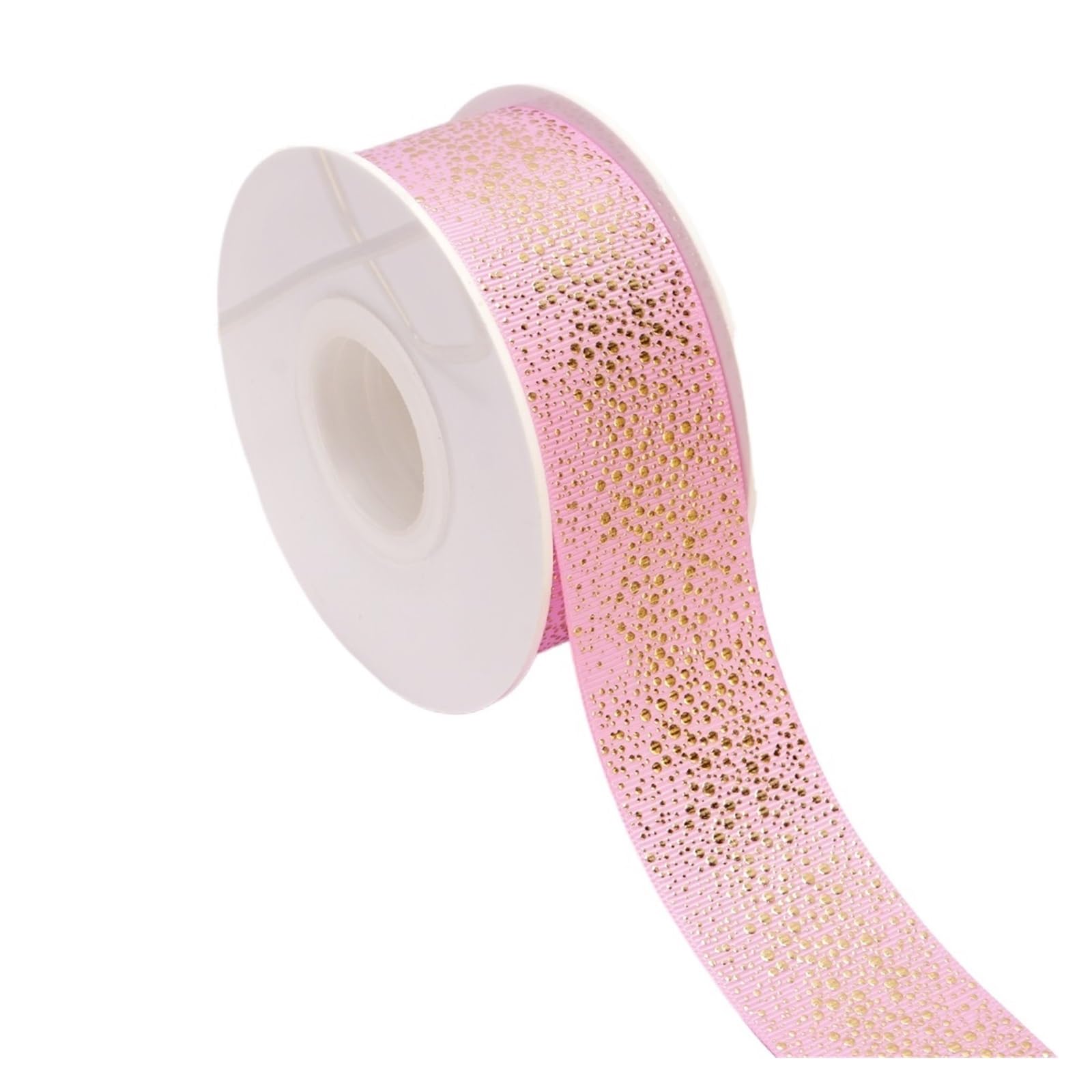 Rubans gros-grain imprimés de fleurs en feuille d'or, 10/50 Yards 38mm 1.5 pouces, matériaux faits à la main for bricolage(Pink,38mm 50yards)