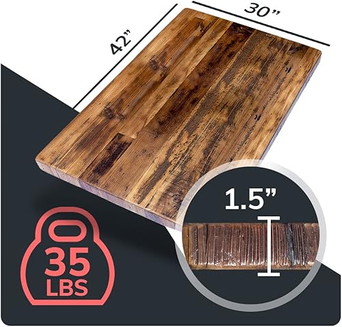 Miniatura 2 de Mesa de madera recuperada, pieza de madera reciclada rústica perfecta para cocinas, comedor y mesas auxiliares (mesa de madera recuperada,
